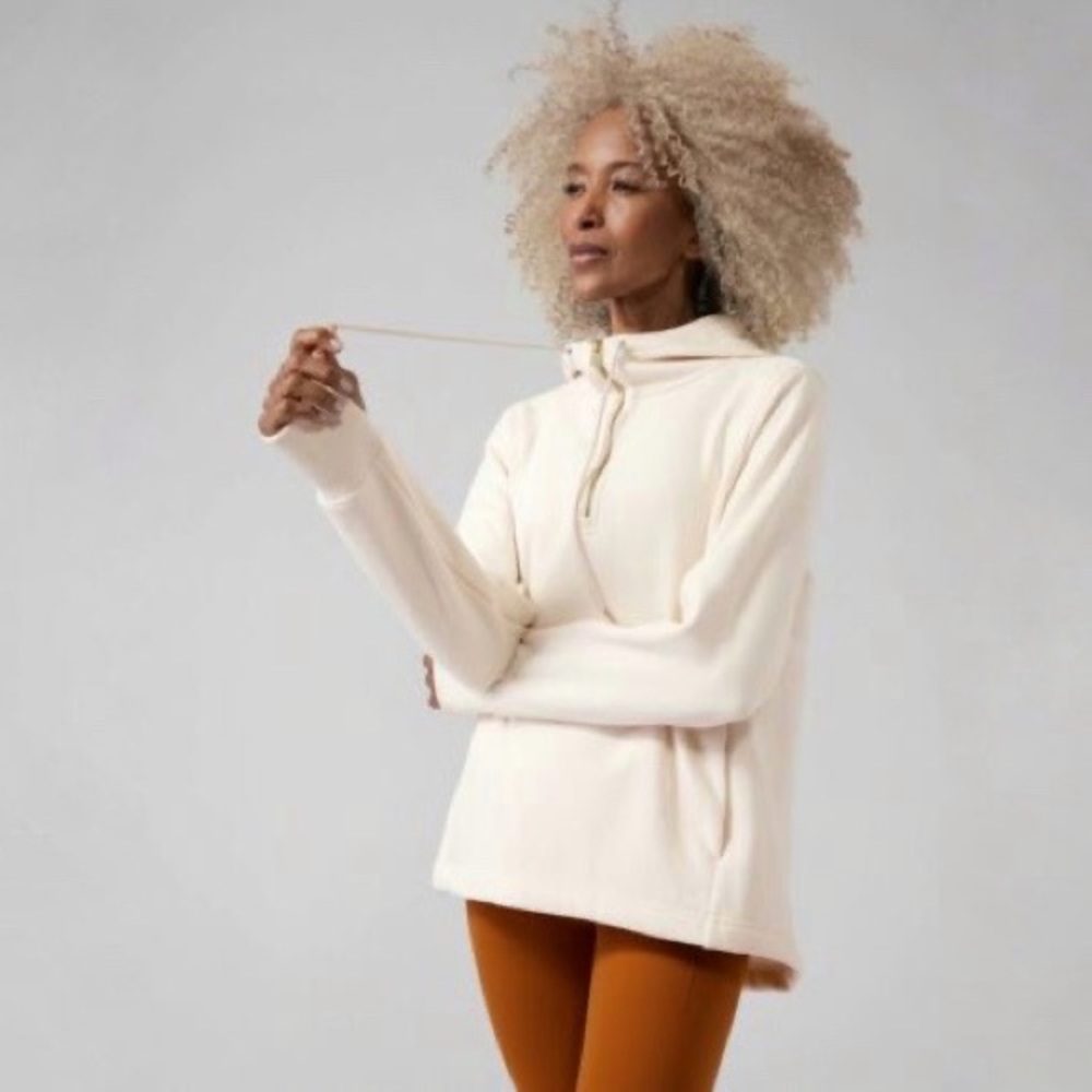 Athleta | Cozy Karma 1/4 Zip Hoodie in Cream Size S